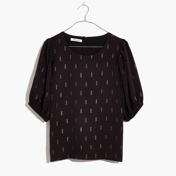 Madewell | Metallic Jacquard Puff-Sleeve Top - Picture 8 of 8
